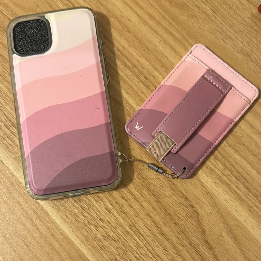 Pink Waves Walli Phone Case and Magnetic Card Holder Set